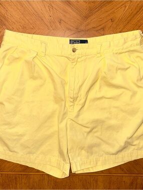 Polo Ralph Lauren Shorts Men 38 Yellow Andrew Chino Pleated Front Pockets Preppy